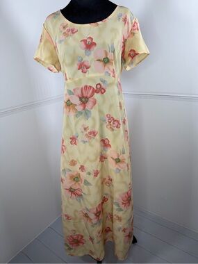 Vintage Sarah Richards Floral Maxi Dress Cottagecore Tie Back Size 13